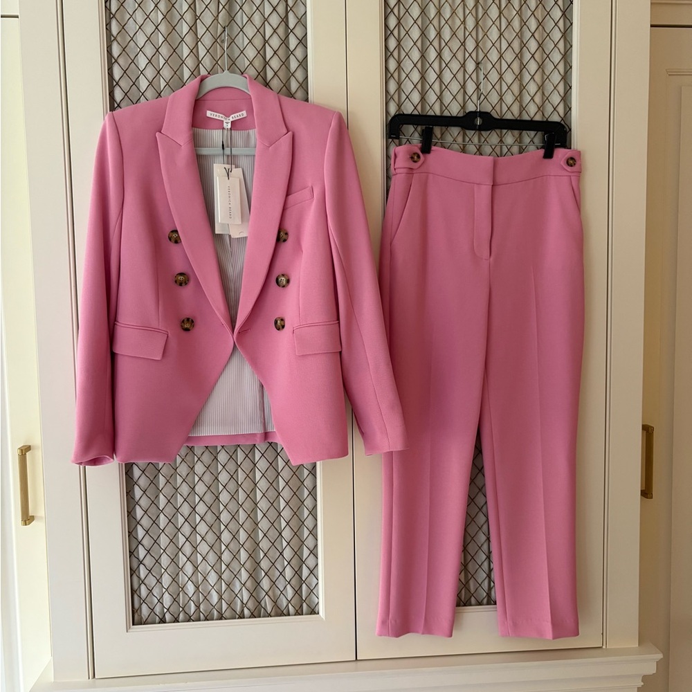 Veronica Beard. Pink Double-Breasted Blazer and Pants Set 💕